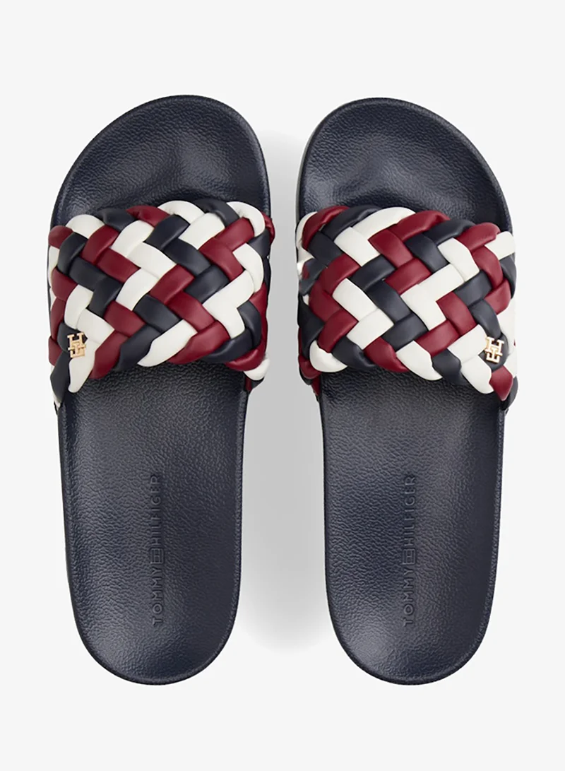 TOMMY HILFIGER  TH Monogram Braided Strap Pool Slides for Women | Best Price UAE